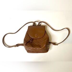 Steve Madden Caramel Leather Backpack with Flap Closure and Thin Straps NWT